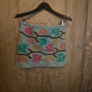 S Small Judith March Wool Blend Embroidered Skirt